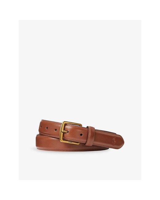 Polo Ralph Lauren Brown Logo Buckle Leather Belt for men