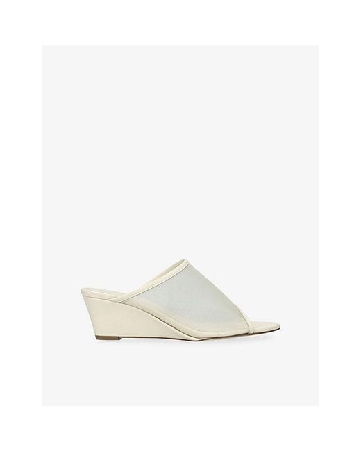 Aeyde White Suzanne Mesh Wedge Sandals