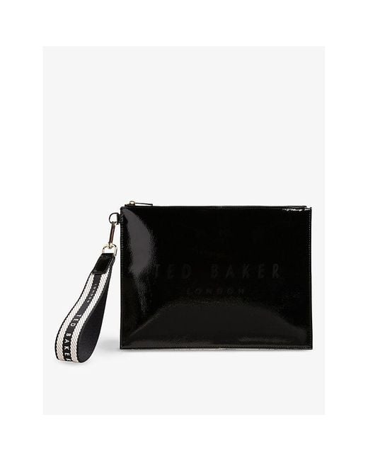 Ted Baker Black Bethans Patent Faux-leather Pouch