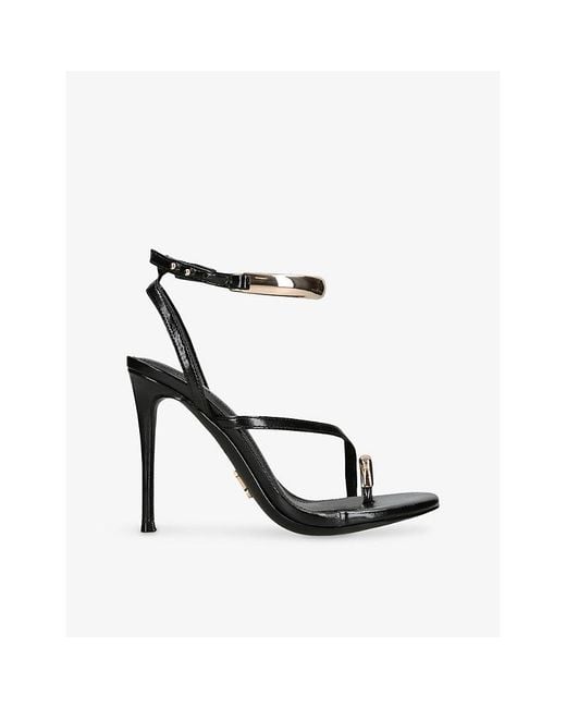 Steve Madden White Tia Faux-Leather Heeled Sandals