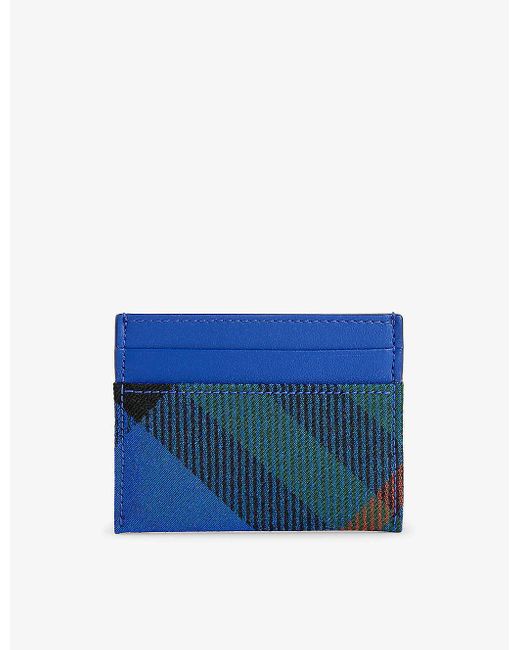 Burberry Blue Check-pattern Woven Card Holder