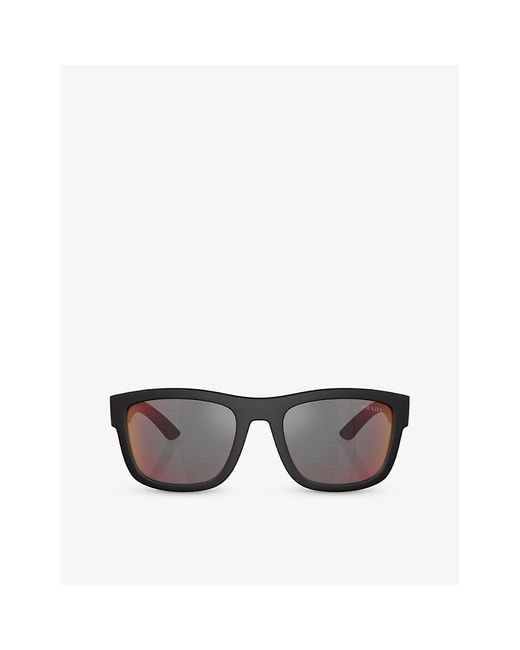 Prada Linea Rossa Gray Ps 01zs Pillow-frame Nylon Sunglasses