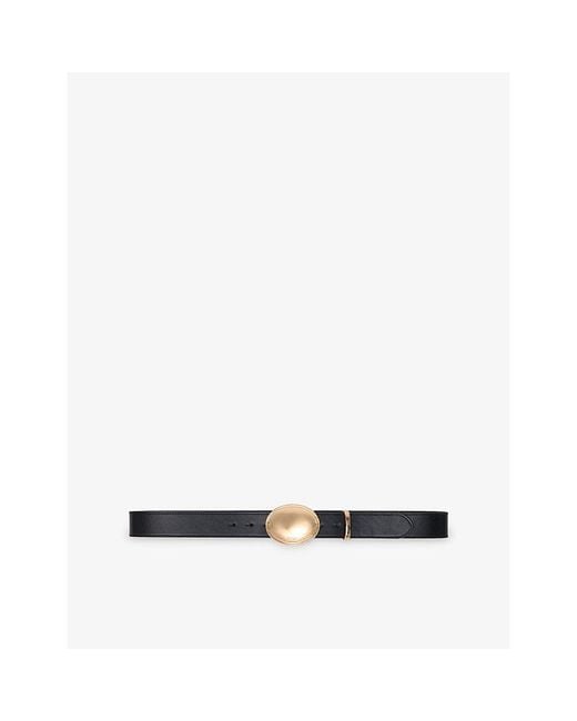 Maje Black Oval-Buckle Leather Belt