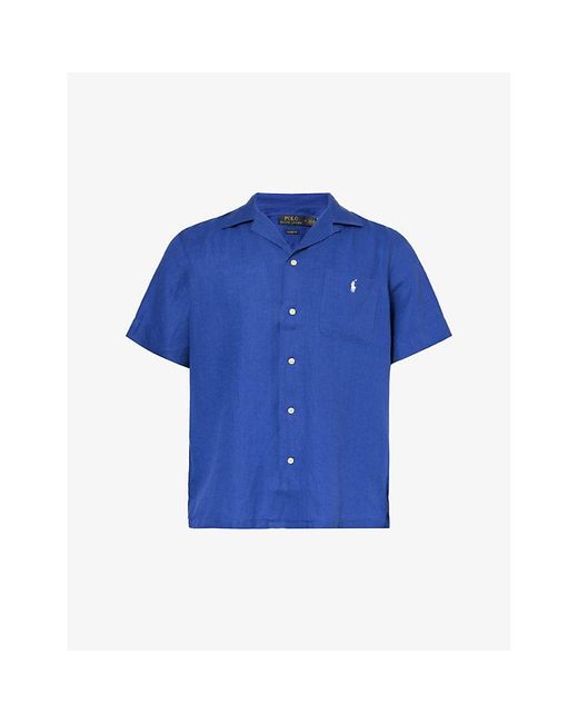 Polo Ralph Lauren Blue Logo-embroidered Linen Shirt for men