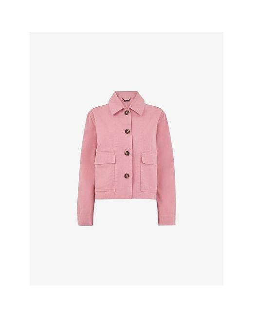 Whistles Pink Marie Patch-Pocket Cotton Jacket