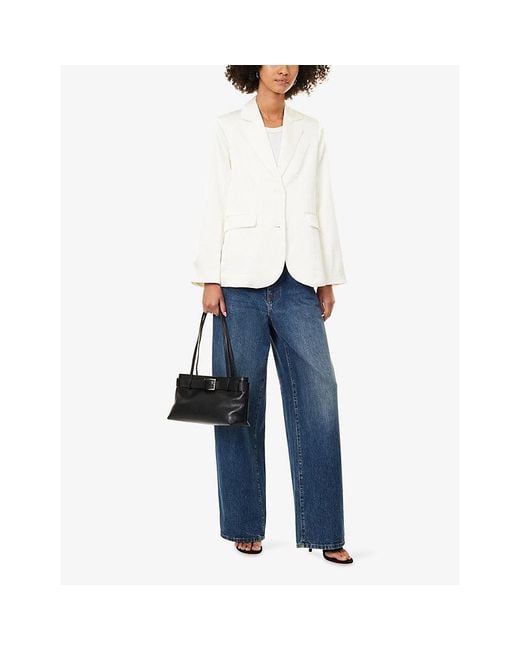 4th & Reckless White Laura Single-Breasted Satin Blazer