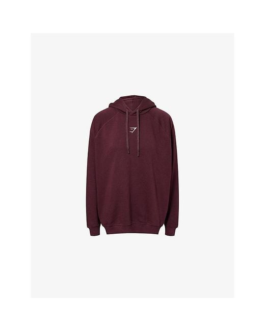 GYMSHARK Purple Training Oversized Fleece Cotton-Jersey Hoody