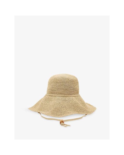 Reiss Natural Annetta Beaded-Strap Straw Hat
