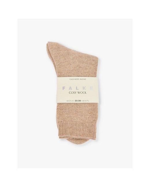 Falke Natural Cosy Wool Brand-Print Knit Socks