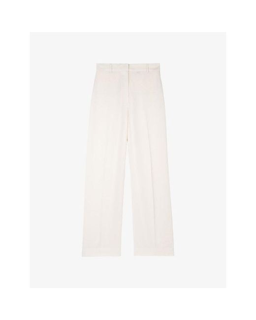 The Kooples White Mid-Rise Wide-Leg Woven Trousers