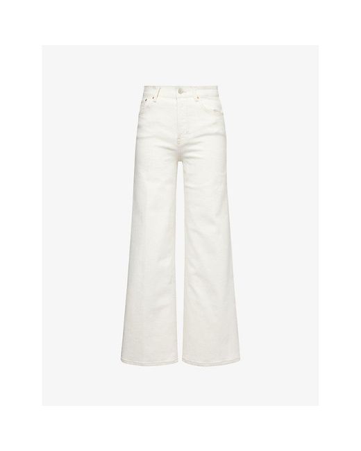 Rails Getty Brand-patch Wide-leg High-rise Stretch-denim Jeans in White ...