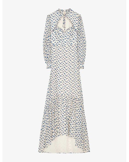 By Malina White Lucille Floral-print Woven Maxi Dres