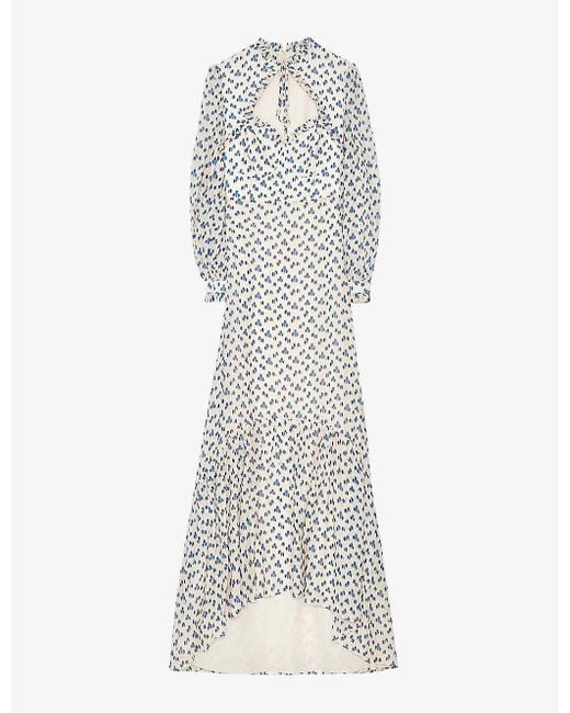 By Malina Lucille Floral-print Woven Maxi Dres in White | Lyst