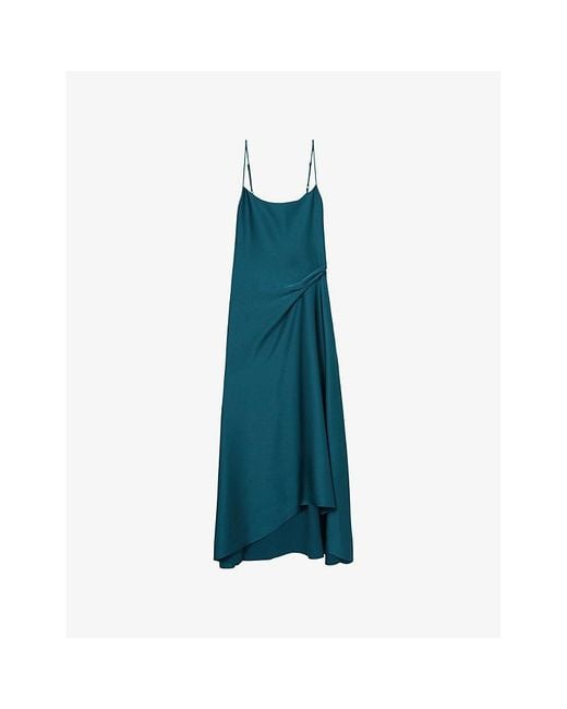 【海外限定】REISSワンピース☆Zoey Square-Neck Satin Midi Dre Reiss Zoey Square-Neck Satin Midi Dress in Blue | Lyst