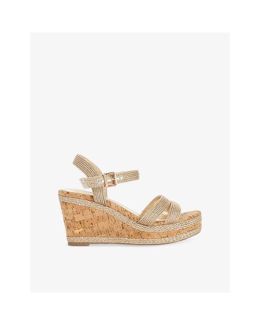 Dune Natural Kipling Woven Wedge Sandals