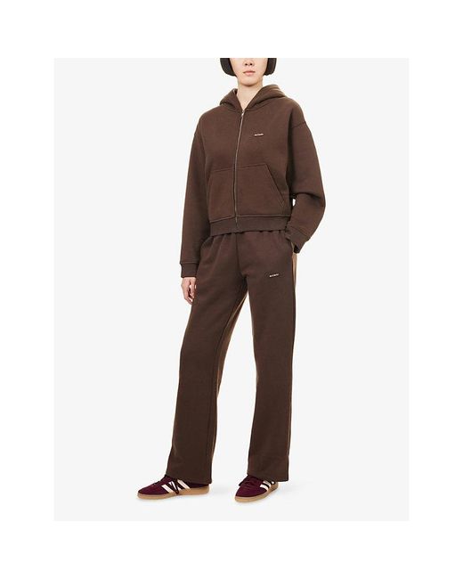 Ru & Rocka Brown Core Straight-Leg Cotton-Jersey Jogging Bottoms