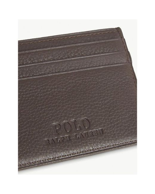 Polo Ralph Lauren Brown Logo-Debossed Pebbled-Leather Cardholder for men