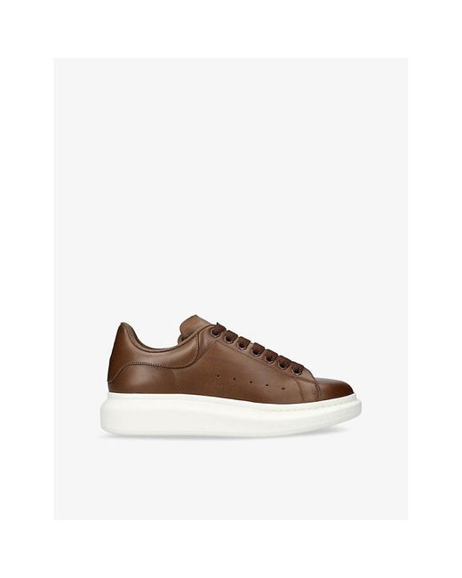 Alexander McQueen Brown Dark Tuscan Platform Leather Low-Top Trainers for men