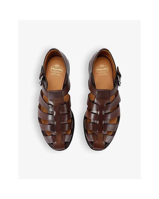 Church's Brown Fisherman Open Leather Sandals for men