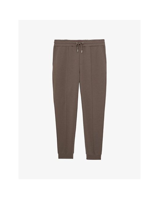 Reiss Brown Premier Drawstring-Waist Stretch-Jersey Jogging Bottoms for men