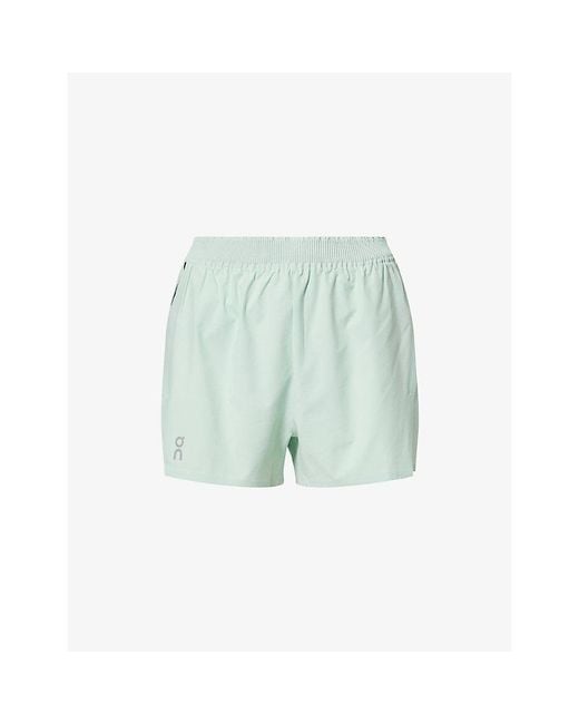 On Shoes Green Train Brand-Print Woven Shorts