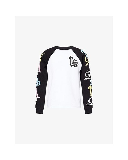 Trapstar Black Script Waffle Long-Sleeve Cotton Blend Top for men