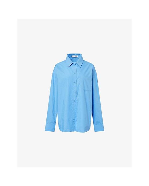 Frankie Shop Blue Ornella Oversized Cotton-Poplin Shirt