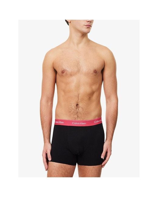 Calvin Klein Blue Icon Stretch-Cotton Trunks Pack Of Three for men