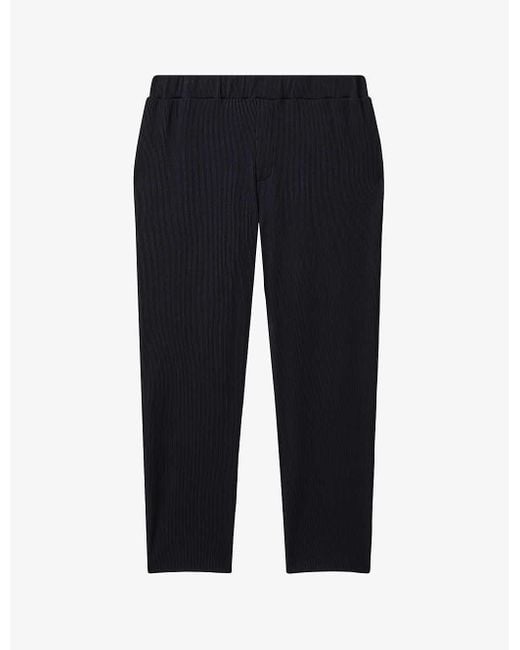 Reiss Blue Cyrus Elasticated-waist Ribbed Stretch-woven Trousers for men