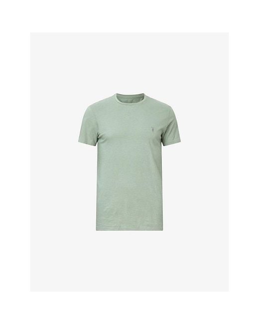 AllSaints Green Tonic Logo-Embroidered Slim-Fit Cotton T-Shirt for men