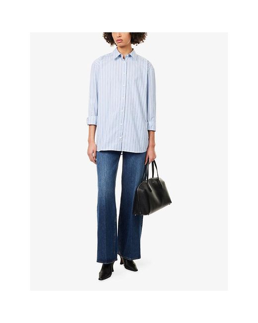 Totême Blue Striped Long-Sleeves Cotton-Poplin Shirt