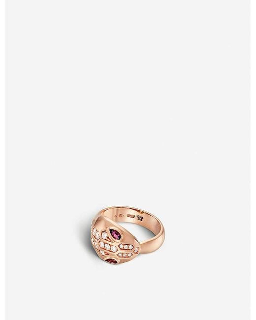BVLGARI Serpenti Seduttori 18kt Pink-gold, Diamond And Rubellite Ring