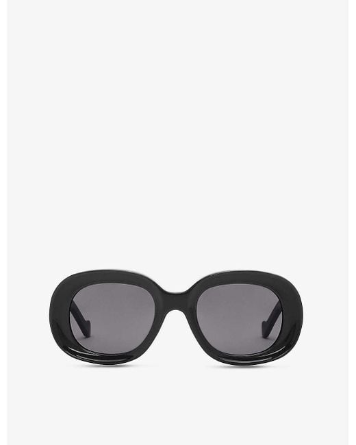 Loewe Gray G736270x19 Oval-frame Acetate Sunglasses