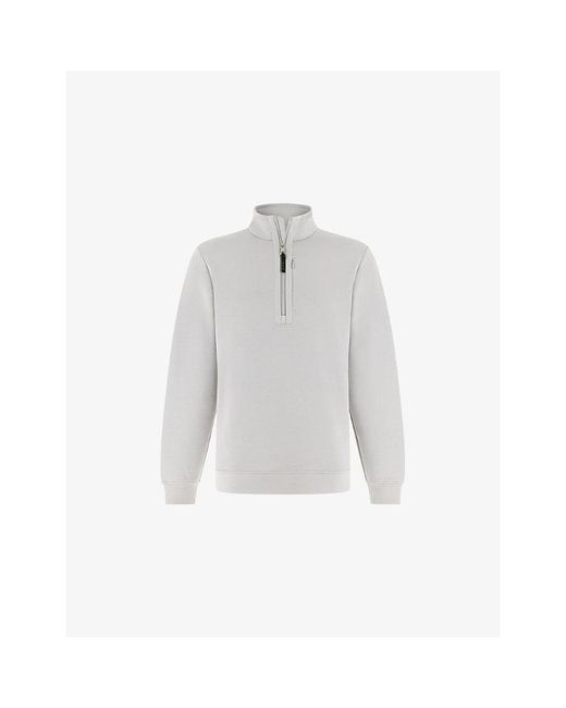 Boggi White Half-Zip Stretch Cotton-Blend Jumper for men