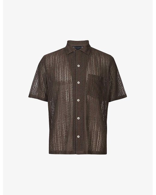 AllSaints Brown Cala Patterned Relaxed-fit Cotton-blend Shirt for men