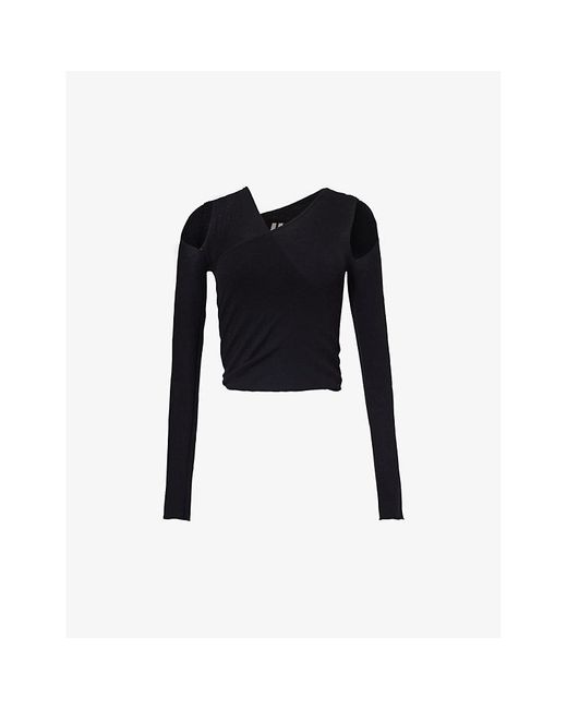 Rick Owens Black Cut-out Long-sleeve Knitted Top