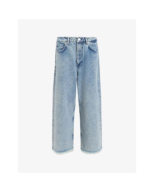 AllSaints Blue Blake Wide-leg Low-rise Cropped Jeans
