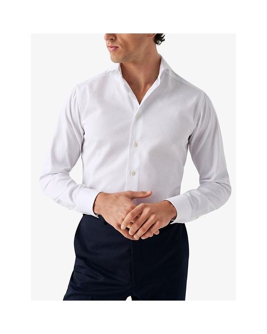 Eton of Sweden White Extreme Cutaway-Collar Single-Cuff Slim-Fit Cotton-Twill Shirt for men