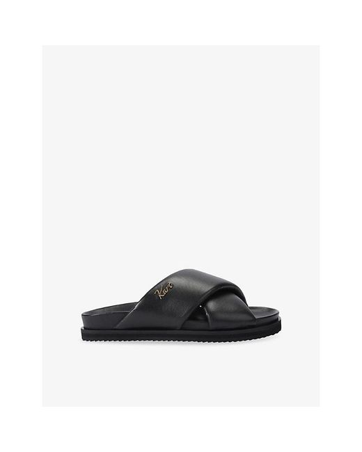 Kurt Geiger Black Baron Pumped Leather Slides for men