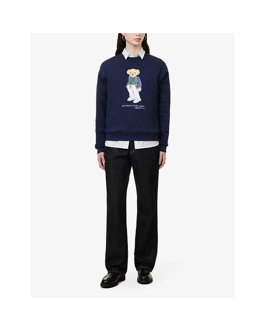 Polo Ralph Lauren Blue Polo Bear-intarsia Cotton-blend Sweatshirt X