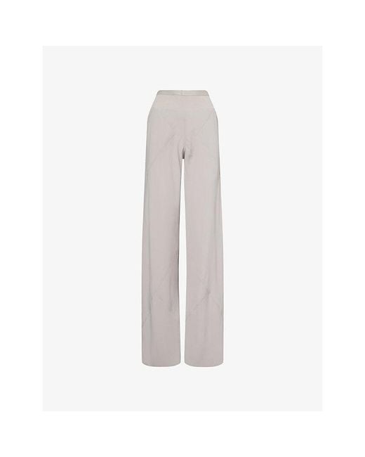 Rick Owens Gray Bias Straight-Leg Woven Trousers