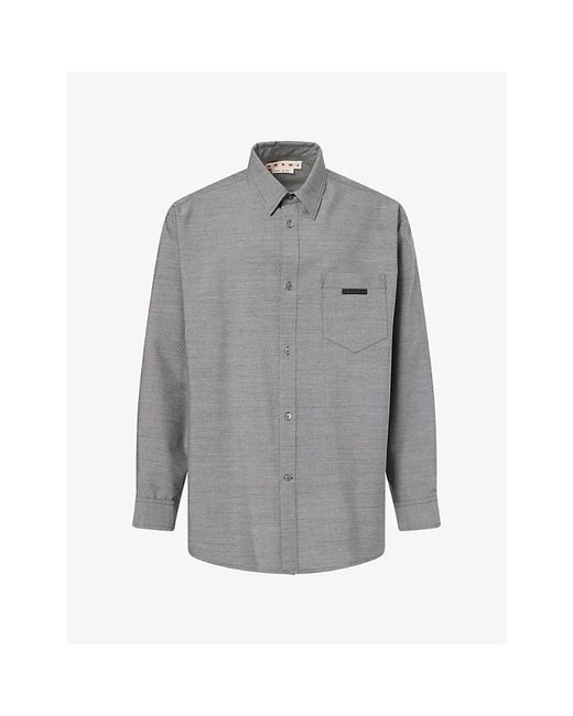 Marni Gray Oversized Long-Sleeve Wool Shirt for men