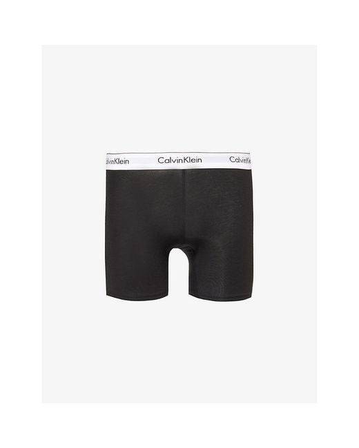 Calvin Klein Black Logo-waistband Stretch-cotton Blend Boxer Briefs