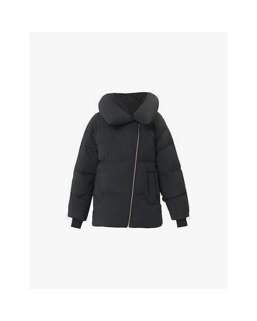 Sweaty Betty Black Nimbus Cloud Funnel-Neck Shell-Down Puffer Jacket