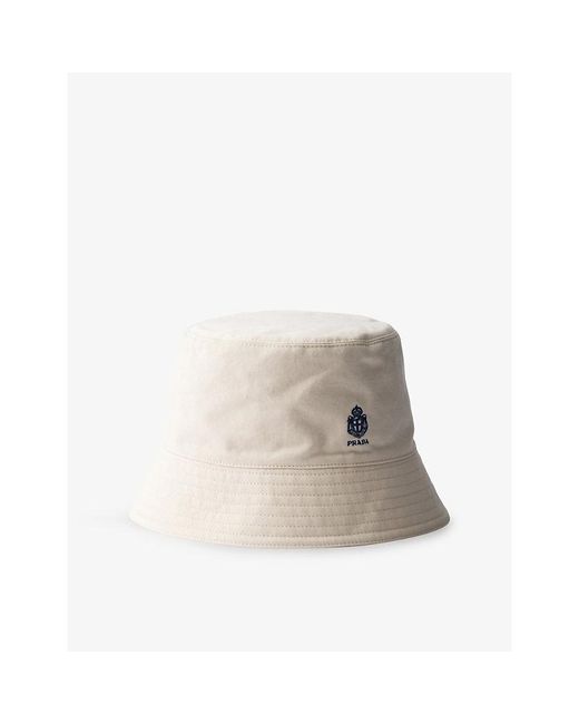 Prada Gray Old Gabardine Cotton Bucket Hat for men