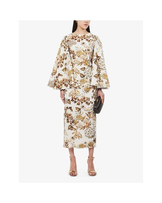 Mary Katrantzou Metallic Cambon Floral-print Stretch-woven Maxi Dress