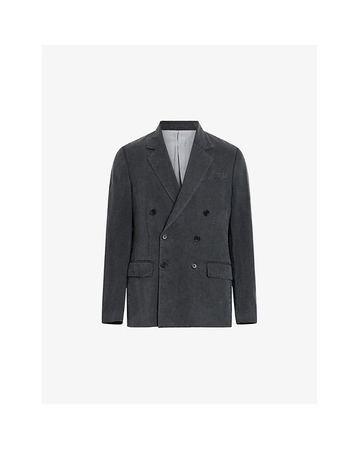 AllSaints Blue Tansey Double-breasted Woven Blazer for men