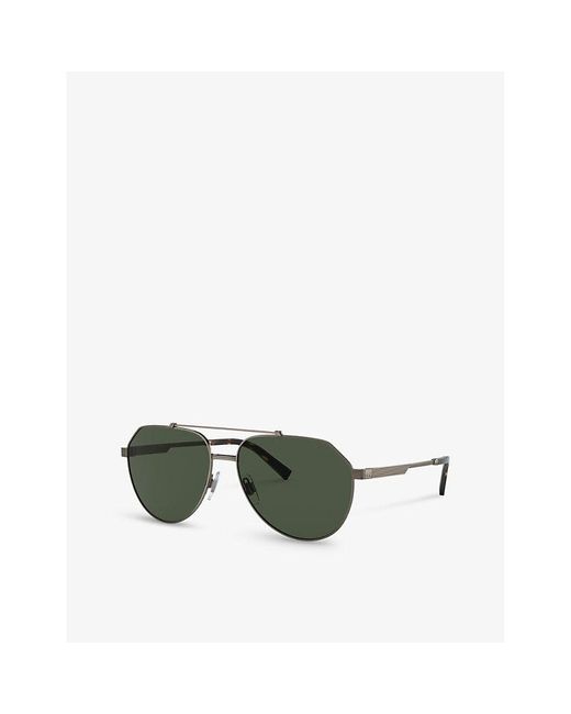 Dolce & Gabbana Green Dg2288 Pilot-frame Steel Sunglasses