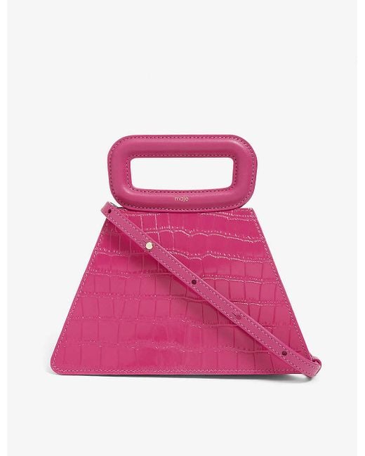 Maje Pink Croc-embossed Tote Bag