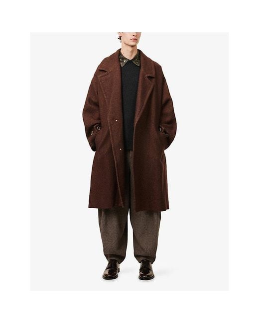 Uma Wang Brown Cassie Oversized Linen And Wool-Blend Coat for men